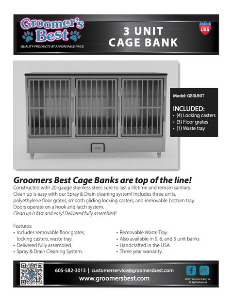 Groomer's Best 3 Unit Cage Bank-Fully Assembled