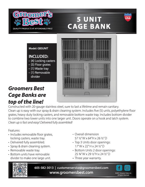 Groomer's Best 5 Unit Cage Bank-Fully Assembled