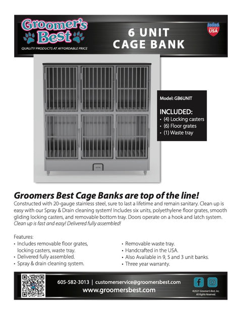Groomer's Best 6 Unit Cage Bank-Fully Assembled