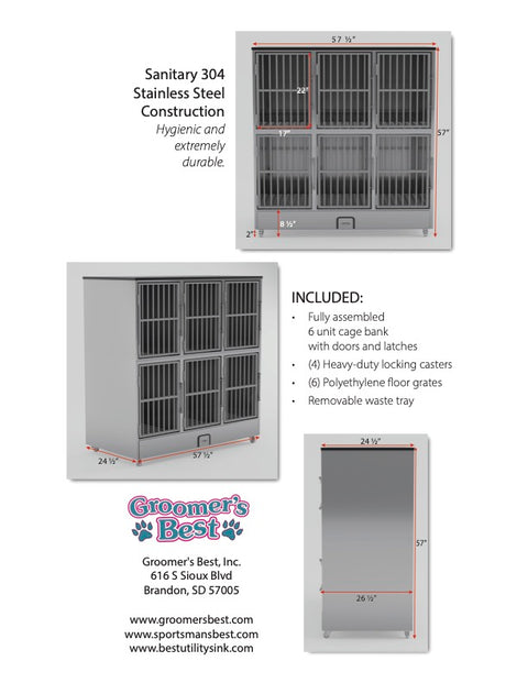 Groomer's Best 6 Unit Cage Bank-Fully Assembled