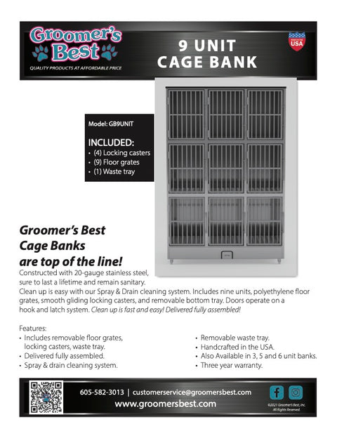Groomer's Best 9 Unit Cage Bank-Fully Assembled