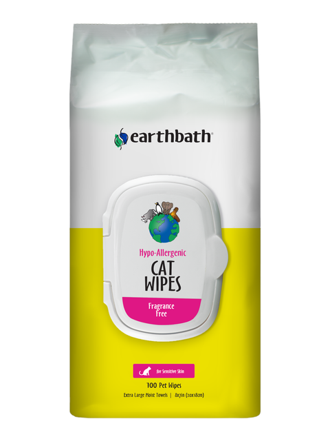 Earthbath Hypo-Allergenic Cat Wipes Fragrance Free 100ct