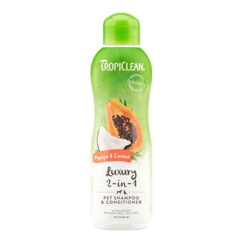 TropiClean Papaya Luxury 2 in 1 Shampoo 20oz.