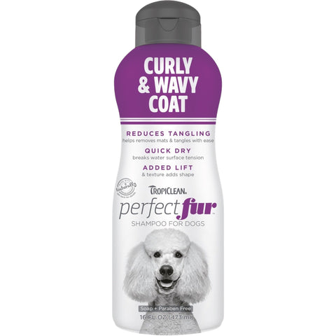 TropiClean PerfectFur Curly & Wavy Coat Shampoo 16oz.